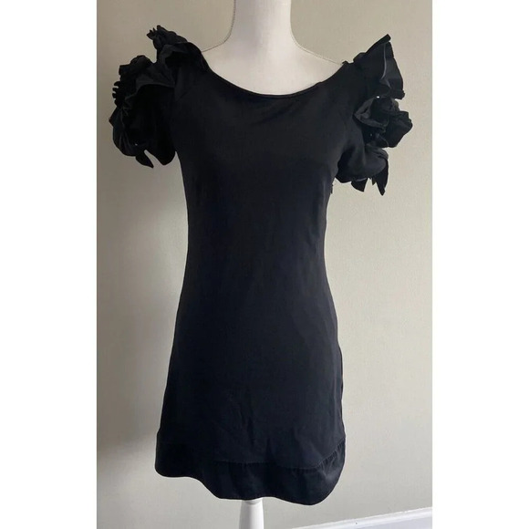 See By Chloe Dress Sheath Silk Ruffle Sleeve Black Size Small S *no size tag* - Picture 1 of 7